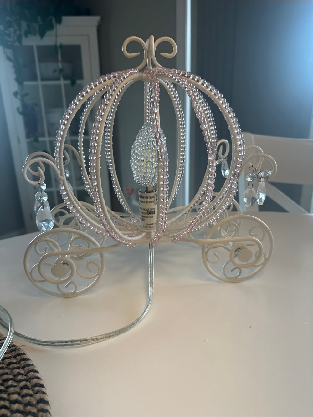 Pottery Barn kids Beaded Cinderella Carriage beaded crystal table lamp